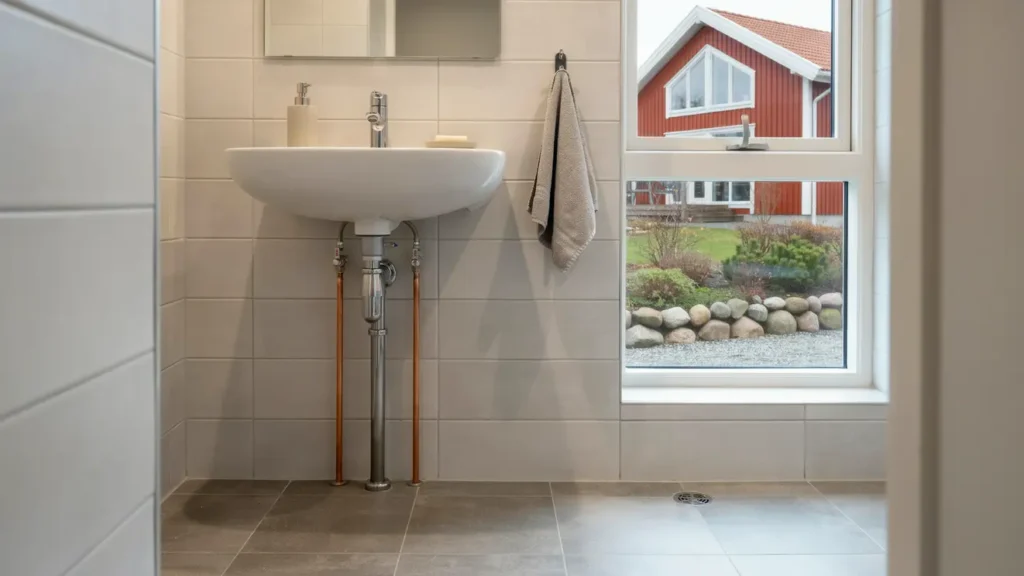 rordragning och installation av tvattstall i villa i brevik 1443